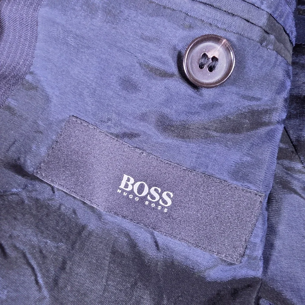 Hugo Boss Pasolini1/Movie1_HM Mens 40R Navy Blue Wool Pinstripe Blazer L/S